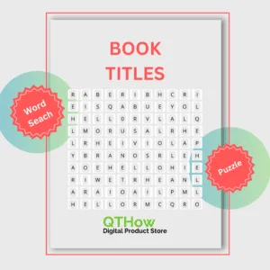 Book Titles Word Search. qthow digital product store.