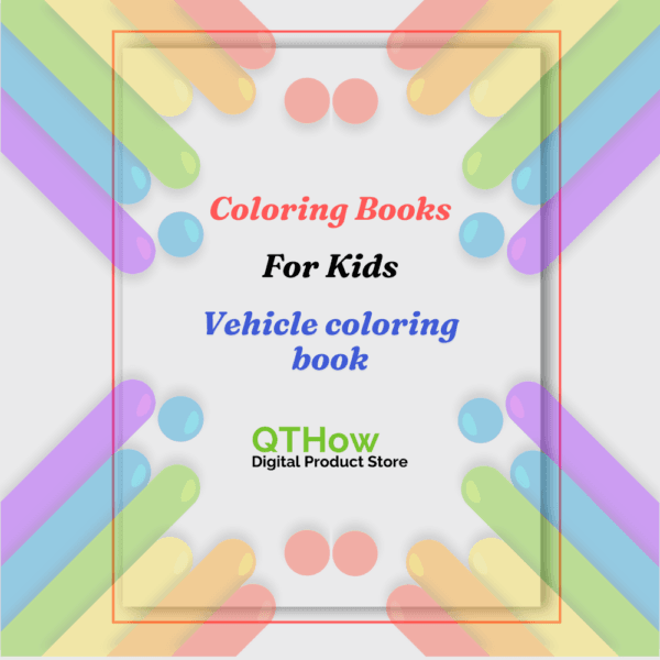 vehicle coloring book. qthow digital product store